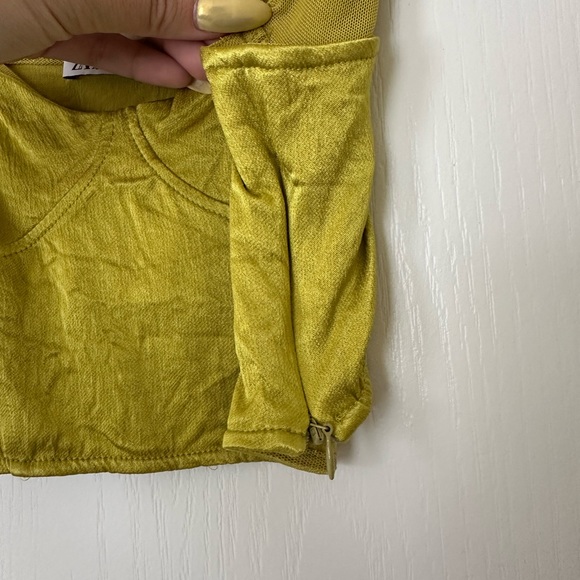 Zara Satin Effect Corset Top in Mid-Green - Picture 7 of 7